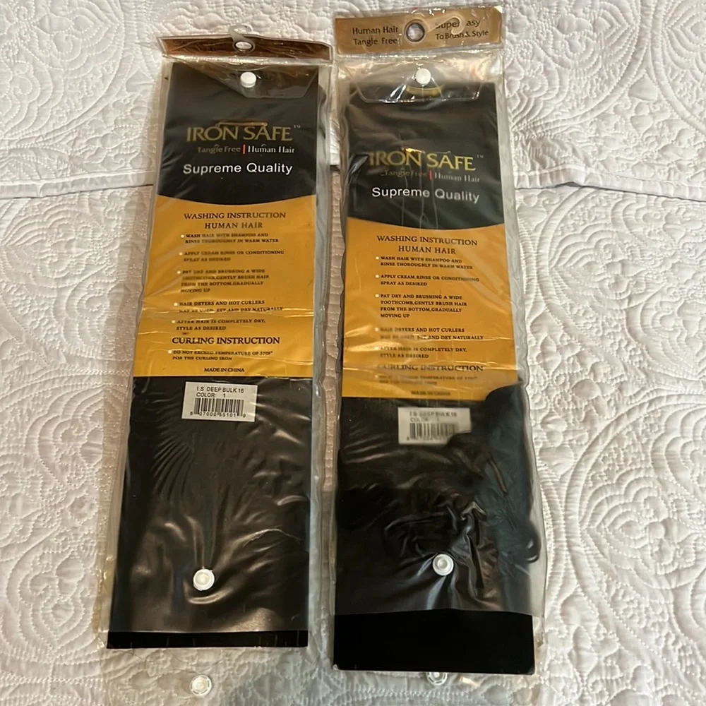 Supreme quality iron safe human hair, 2 packs, new in package‎